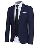 Allthemen Sakko Herren Slim Fit Sportlich Anzugjacke Herren Blazer für Business Hochzeit Freizeit Marineblau L