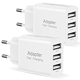 USB Ladegerät Mehrfach, 2Pack Stecker Mehrfach USB Netzteil 3-Port 15W USB Adapter Steckdose Ladestecker Handy Ladegerät für iPhone 16 15 14 13 12 11 8 7,Samsung Galaxy S20 S10 Note,Xiaomi,Google