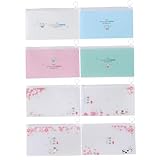 TEHAUX 8 Stück Teiliges Cartoon Masken Organizer aus Robustem PP Kunststoff Multifunktionale Gesichtsmasken Aufbewahrungstasche mit Niedlichen Motiven für Reisen Schule und