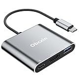 Obcxin USB C auf HDMI Adapter, 4K@60HZ HDMI zu U-S-B C Adapter mit 100W PD & USB 3.0 Port, Multi Port Digital AV Converter für MacBook Pro/Air, iPad,Laptop, Samung, Surface etc