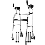 Aufrechter Gehwagen, Rollator, Gehhilfe, Aufstehgriffe, höhenverstellbar, EIN-Knopf-Klappfunktion, maximale Tragkraft 180 kg, mit gepolsterter Armlehne für Mobilität, Erholung nach Verletzungen, ält