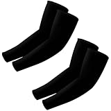 AOZUO 2 Paar Arm Sleeves für Herren Damen, UV Sonnenschutz Outdoors Sun Protection Arm Sleeves für Basketball, Fußball, Volleyball, Golf, Reiten, Gaming Armstrumpf alle Outdoor Aktivitäten(Schwarz)