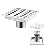Bodenablauf Duschrinne Quadratisch Edelstahl,15x15cm,Bodenablauf Dusche Haarfilter 2 in 1 Befliesbar Ablaufrinne Duschablauf,Komplett aus Edelstahl 360°Siphon Geruchsverschluss,Für Bäder,Keller,usw.