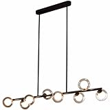 8-flammiger linearer Kronleuchter, moderne Deckenpendelleuchte mit Glaskugeln, rostfreies Metall, Hängeleuchte über der Spüle, höhenverstellbarer Kronleuchter für Kücheninsel, Schlafzimmer, Flur