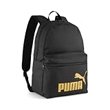 PUMA PHASE Backpack, Unisex Klassische Rucksäcke, Black-Gold-No.1 Logo, OSFA - 091164