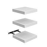 FURNITABLE Schweberegal 3er Set Kompakt 20x20cm Wandregal MDF für Bad, Küche, Flur - Weiß