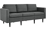 Yaheetech 3 Sitzer Sofa Gästesofa Modern Couch 3er Sitzsofa Bequeme Polsterung 188,5×79×80 cm fürs Wohnzimmer/Schlafzimmer/Gästezimmer, Sofateile unter dem Polster verpackt Dunkelgrau