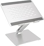 Amazon Basics Verstellbarer ergonomischer Laptopständer mit Wärmeabzug, stufenlose Höhen- und Winkelverstellung, ideal für einen Laptop bis 43,9 cm (17,3 Zoll), 27.9 x 23 x 5.6 cm, Silber