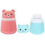 EPIGEIST 2 Stück Pack Babypuderbehälter mit Bärenmotiv Kompakte Puderquasten Kasten aus Bruchsicherem Schwamm für Losen Talkumpuder und Unterwegs