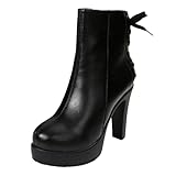 Generisch Cowboystiefel Damen Wildleder Cowboyboots Blockabsatz Übergangsstiefel Plateau Kunstlederstiefel Runde Zehe Schnürstiefel mit seitlicher Reißverschluss Rutschfeste Damenstiefel