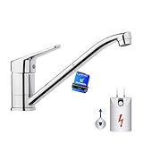 Ibergrif Niederdruck Armatur Küche aus Messing, 360 ° Drehbare Wasserhahn Küche, Leicht zu zerlegen und zu waschen, Spültischarmatur für Boiler, Untertischgeräte, Chrom, Silber