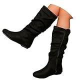 Memmyly Hohe Stiefel für Damen, Wildleder, Winter, elegant, lang, bequem, PU-Leder, Reiten, Blockstiefel, kniehoch, für Damen, Schuhe, lange Stiefel, lässig, modisch