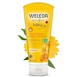 WELEDA Bio Calendula Baby Waschlotion & Shampoo - veganes Naturkosmetik Duschgel zur Hautpflege / Haarpflege bei Neugeborenen. Babypflege Dusche für empfindliche Haut, mild zu den Augen (1x 200ml)