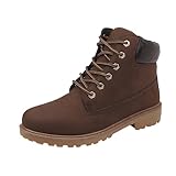Generisch Wasserdichte Stiefel Damen,Gefütterte Winterstiefel Damen,Runde Zehenpartie Wanderschuh Rutschfest Plateau Schnürstiefel Schwarz Warme Schuhe Outdoor Winterboots Weitschaftstiefel Leder