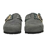 BIRKENSTOCK Boston Big Buckle Shearling[C] Damen-Pantoletten Gr.37 Grün