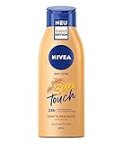 NIVEA Sun Touch Body Lotion (400 ml), Pflegelotion mit sanftem Bräunungseffekt ohne Streifen, feuchtigkeitsspendende Körpercreme mit Ginkgo-Extrakt und Traubenkernöl