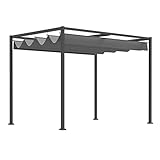 Outsunny Pergola 3x2m Garten Pavillon, Terrassendachung aus Metall, Gartenpavillon mit verstellbares Dach, Freistehend, Sonnenschutz für Terrasse und Garten, Grau