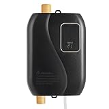 Elektrische Durchlauferhitzer 3,5Kw 220V Elektrische Warmwasserbereiter Durchlauferhitzer Mit Led Temperaturanzeige Und Duschkopf Mini Elektro Warmwasser Durchlauferhitzer (Schwarz)