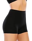 YARRCO Nahtlose Miederhose Leicht Formende Bauchweg Unterhose Damen Mittelhohe Taille Shapewear Kurze Leggings Miederpants Unterwäsche (Schwarz, M)