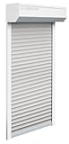 Schellenberg 39071 Vorbaurollladen-Set für Fenster, Rollladensystem Mini, 105 x 210 cm, weiß/grau, Außenrollladen 45° Alu-Vorbaukasten, inkl. Führungsschienen, PVC-Rollladenpanzer
