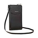 The Original Clutch Wallet Trendy Mobile Phone Bag Korean Fashion Large Capacity Double Layer Wallet Multi Functional Women Crossbody Bag Gusset Perforated Pockets (BK1, One Size)