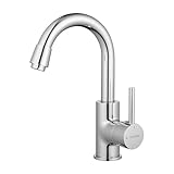 GRIFEMA Waschtischarmatur mit 360° Schwenkauslauf – Einhebelmischer Wasserhahn für Bad, Messinggehäuse, Keramikkartusche, tropffrei & wassersparend, Chrom, 3/8″ Anschluss, Modell G1002A