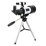 Astronomisches Teleskop für Einsteiger, 70 mm Öffnung, 300 mm, F-Länge, Reiseteleskop für Anfänger und Erwachsene