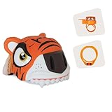 Crazy Safety Kinderfahrradhelm-Set Orange Tiger | Fahrradhelm für Kinder von 2-7 Jahren für Fahrräder, Skateboards, Laufräder, Roller, Inliner mit passendem Schloss und Klingel