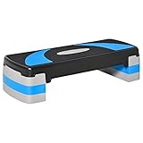 HOMCOM Steppbrett höhenverstellbar 10-20 cm Aerobic Stepper Rutschfest Fitness Stepper Stepbench Belastbarkeit bis 150 kg Mini Stepper für Zuhause Fitnessstudio Blau