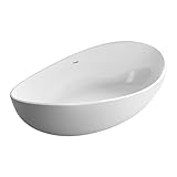 BERNSTEIN Freistehende Badewanne aus Sanitäracryl Standbadewanne Wanne mit Doppelwandiger Konstruktion 180 x 110 x 62 cm - 5 Jahre Garantie - Wave in Weiß glänzend, Acryl-Wanne