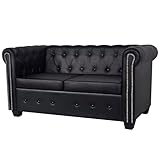 MOBCANT Chesterfield-Sofa 2-Sitzer Kunstleder Schwarz Sofabezug Couch Modulares Sofa Schlafcouch für Hotel Empfangsraum Wohnzimmer Schlafzimmer
