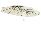 SONGMICS Doppelsonnenschirm 460 x 270 cm, extra großer Sonnenschirm, Gartenschirm, UV-Schutz bis UPF 50+, Terrassenschirm, mit Kurbel, Garten, Balkon, Outdoor, ohne Ständer, beige GPU036M01