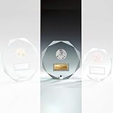 eberin · Jade-Glas 8-Eck mit Stift 12mm · Glaspokal mit Gravur · Pokale aus Glas · Ehrenpreis zum Jubiläum // Vereinsfest · Glastrophäe inkl. Blauer Geschenkbox · (180mm x 180mm)