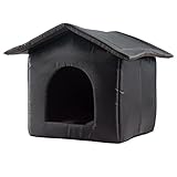 Yirepny Wasserdichtes Katzenhaus Hundehaus Haustier Outdoor Katzenhaus Wetterfestes Katzenhauszelt Faltbares Katzenhaus Haustierunterstand Schwarz S