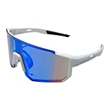 SUNYQBD Sonnenbrille Outdoor Sport Brille Frauen Männer Retro Punk Ski Winddichte Sonnenbrille-weiß Blau