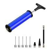Tragbare Ballpumpe Inflator Kit mit 8 Verlängerungsnadeln, Düse & Flexibler Schlauch - Ergonomische Handpumpe für Basketball, Fußball, Volleyball, Schwimmringe und aufblasbares Spielzeug (Blau)