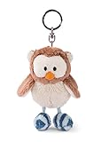 NICI 46090 Key Ring Owl with Turnable Head Eule Oscar 10cm Schlüsselanhänge, Kopf drehbar, Flauschiges Plüschtier mit Schlüsselring, Streifen, braun/blau, 10 cm