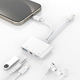 3,5 mm AUX + USB-Adapter für iPhone/iPad, Lightning + USB-C-Anschluss auf 3,5-mm-Kopfhörer-Audio-Buchse + USB-Kamera + iPhone-Ladeanschluss-Adapter, USB-OTG-Adapter für iPhone 15, iPad,