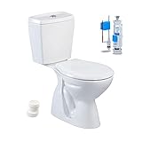 Stand-WC mit Taharet Keramik-Spülkasten Softclose WC-Sitz Toilette WC Senkrecht Boden