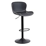 Youhauchair Barhocker, Barhocker Höhenverstellbar aus PU-Leder, wasserdicht und verschleißfest, Hocker mit Rückenlehne und Fußstütze, Drehbarer bar Stool, modern, schwarz