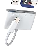 USB C HUB TF SD Kartenleser USB OTG Typ C Ladegerät 4 in 1 Dockingstation für Apple iPhone 15 Pro Max für iPad Air Macbook Multiport Adapter Micro SD Memory Flash Drive Thunderbolt Port Ladedongle