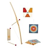 Janod - Bogenschießen-Set aus Holz - 1 Bogen und 3 Pfeile, 1 Köcher und 4 Zielscheiben - Outdoor-Spiel - Geschicklichkeit und Motorik - FSC-zertifiziert - ab 5 Jahre, J03172