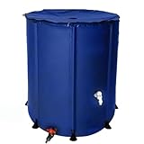 Tragbarer Wasserspeicher, zusammenklappbares Regentonne für Wassersammlung mit Netzoberseite, faltbares Fallrohrsystem mit Ständer, Wasserhahn und Reißverschlussabdeckung