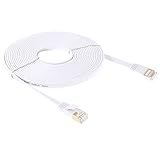 By Qubix - 10m CAT7 Ethernet Netzwerk LAN-Kabel Gold plattiert (10000 Mbit/s) - Weiß - Internetkabel