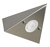 Trango 1er Erweiterungsset 6739-12N Küchenunterbauleuchte inkl. 1x 4,8 Watt LED Modul 3000K warmweiß direkt 230 Volt *COOK* Einbauleuchte, Einbaustrahler aus Edelstahl, Dreieckleuchte, Schrankleuchte