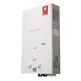 Lfhelper 18L 36KW Gasdurchlauferhitzer, LPG Warmwasserbereiter, 4.8 GPM Propangas Tankloser Kesselbrenner Sofort-Heißwasserbereiter mit Duschkopf-Kit für Ventilierte Häuser, Kabinen, Campingdusche