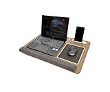 HAUSKU Laptopkissen für Bett & Sofa – Knietablett mit Kissen, Handyhalter & Handgelenkauflage, Handballenauflage und Telefonhalter – Tragbares Schreib- und Gaming-Tablett (Grey)