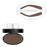 Fresheight Deluxe-Stempel-Set, Fresheight Augenbrauenstempel-Puder-Set, wasserdicht, schweißfest, schnell anpassbare Augenbrauenform für Anfänger (dunkelbraune, gewölbte Augenbrauen)
