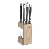 Lou Laguiole Steakmesser Set 6-teilig | 2511 Steakmesser mit Tradition und Stil | Griffe in Anthrazit | Wellenschliff Messer