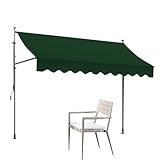 Manuelle Wasserdichte Klemmmarkise, UV-Schutz-Klemmmarkise, Freistehende Ausfahrbare Markise, Wasserdicht,Sonnenschutz,UV-beständig,Höhenverstellbar, für Terrasse, Balkon, Garten, Laden(Dark green,150